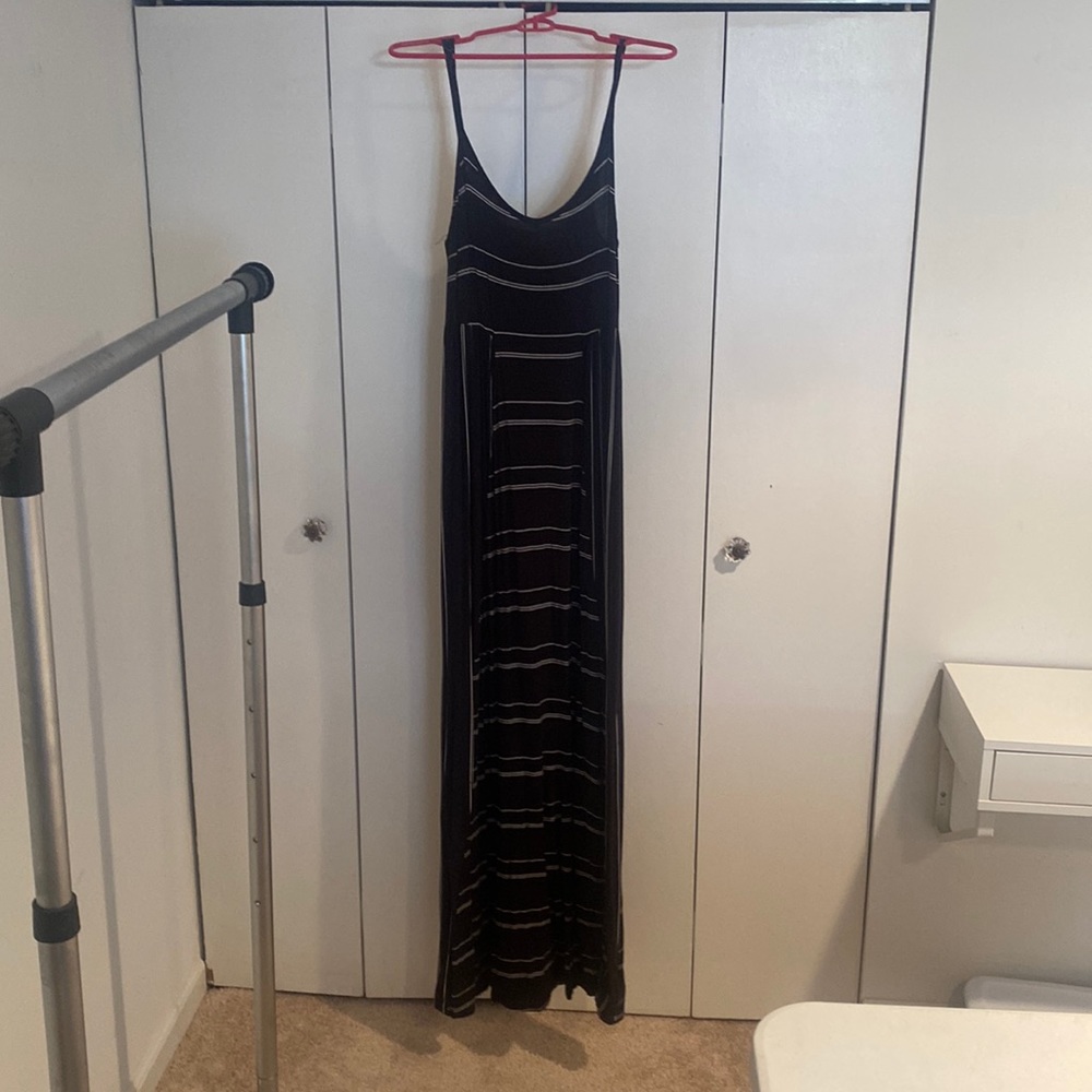 Colvin black striped maxi dress